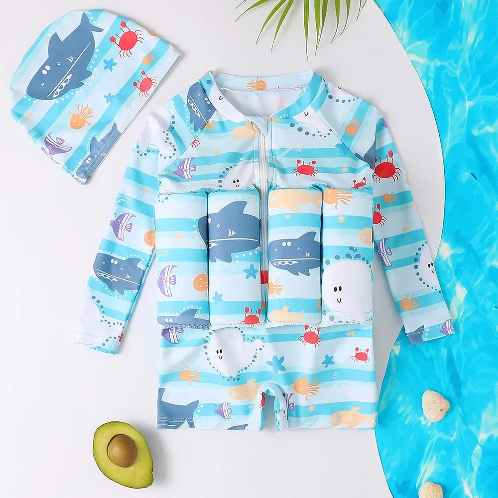 Costume da bagno evolutivo per bambini con galleggiamento regolabile – Per imparare a nuotare in sicurezza con protezione UV