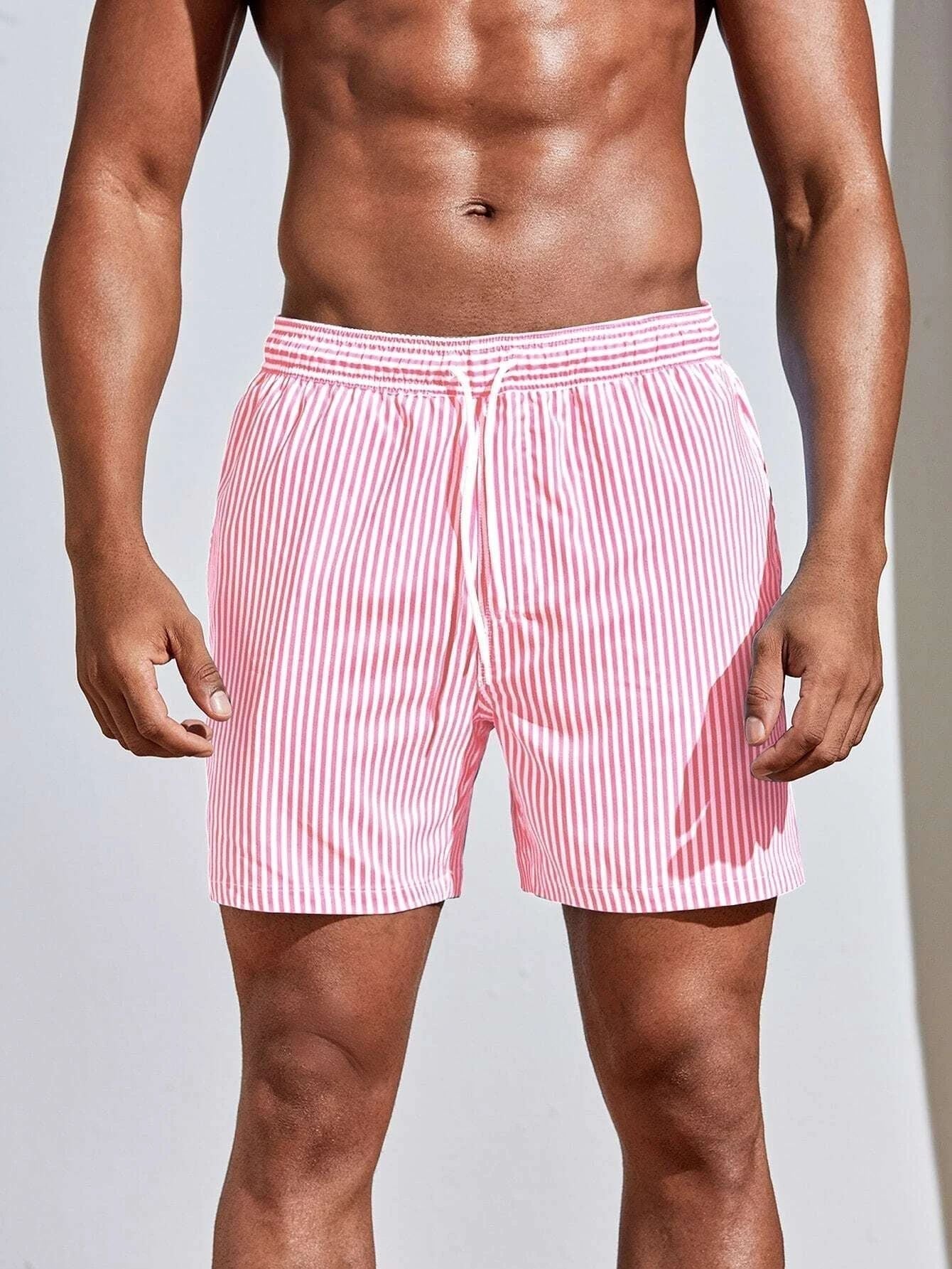 Costume da bagno sportivo a righe da uomo