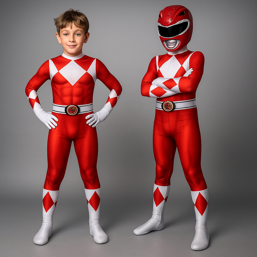 Costume da supereroe per bambini – Tuta intera con stampa muscoli per feste e celebrazioni