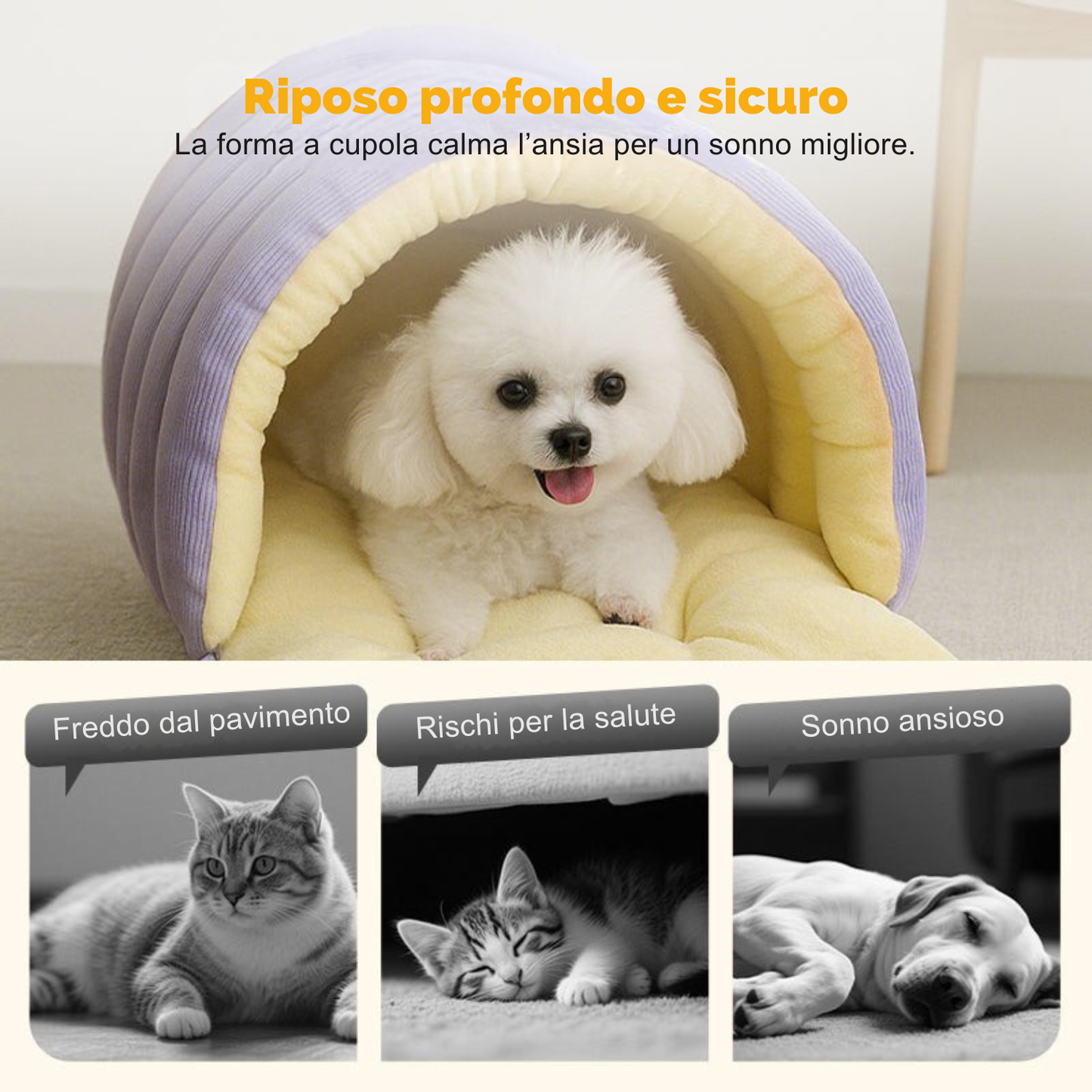 Cuccia a grotta morbidissima Deluxe per animali domestici