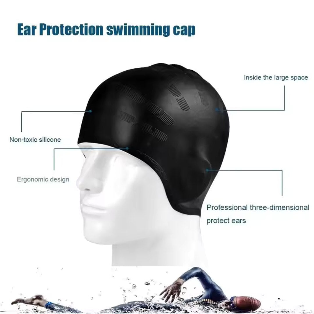 Cuffia da nuoto in silicone con protezione per le orecchie