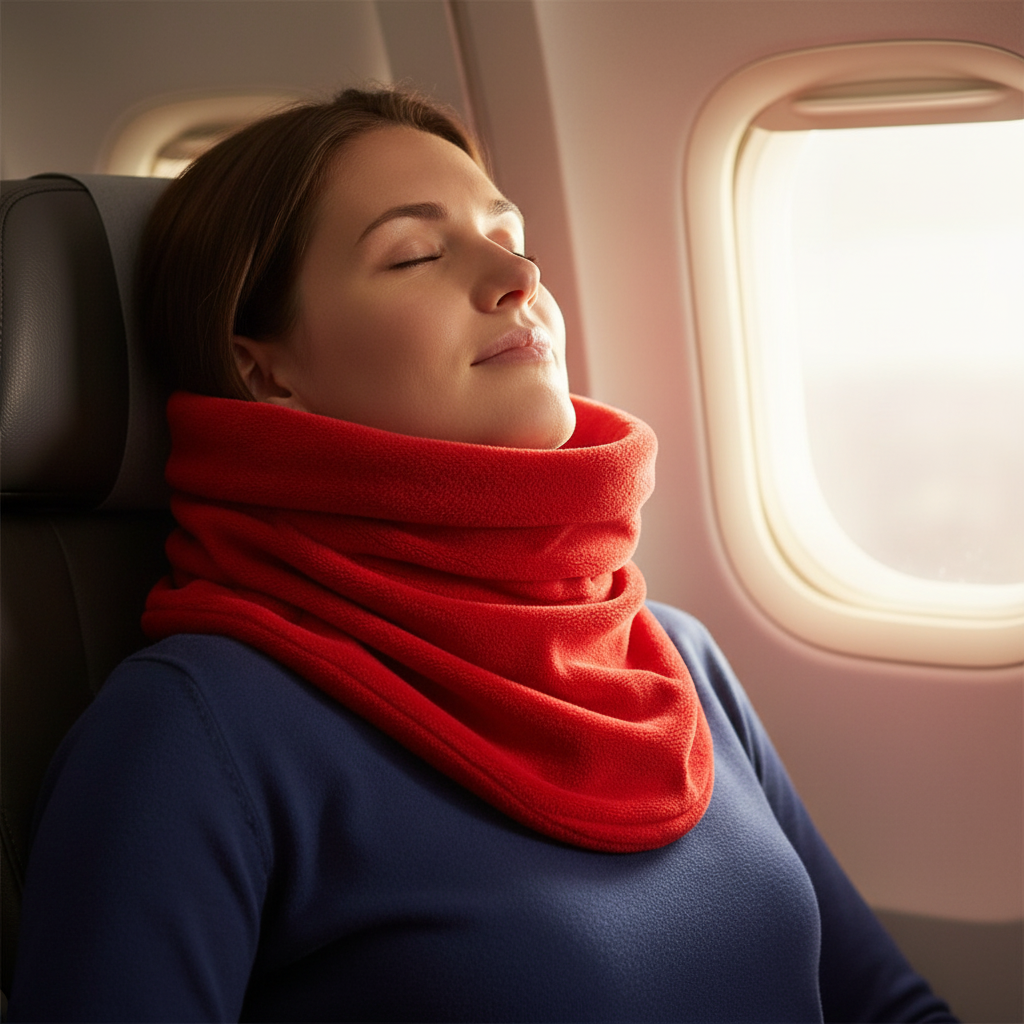 Cuscino da viaggio cervicale a forma di sciarpone per aereo e auto