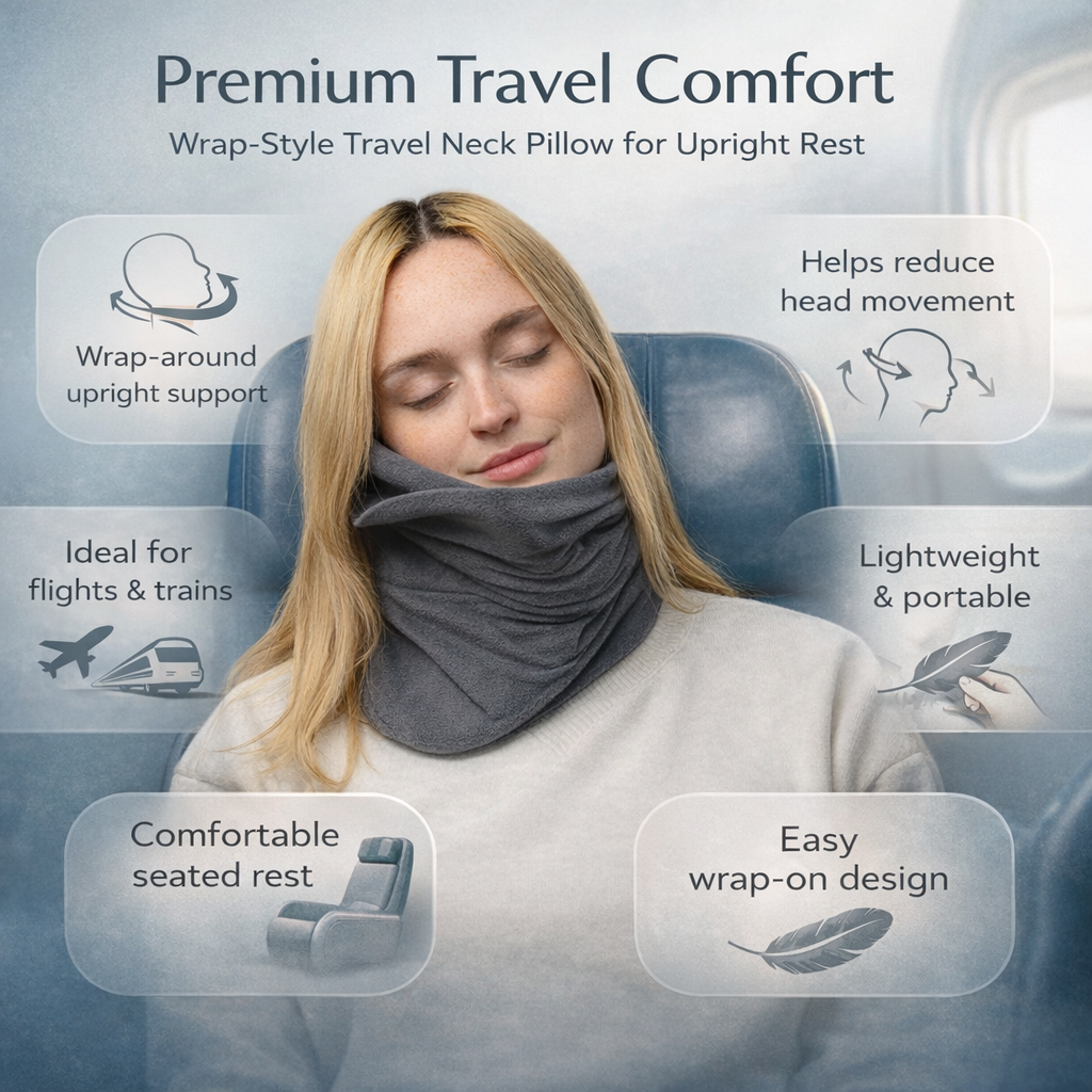 Cuscino da viaggio cervicale a forma di sciarpone per aereo e auto
