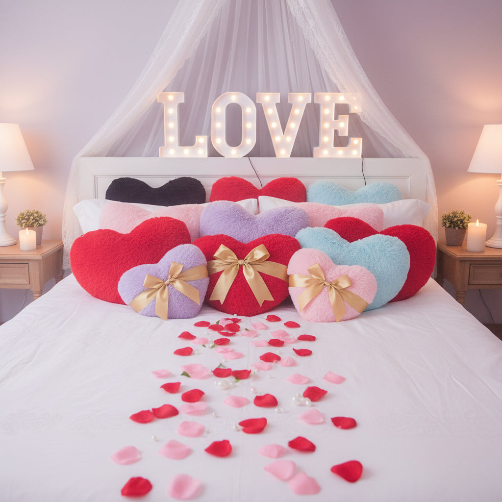 Cuscino Decorativo da Divano in Peluche a Forma di Cuore