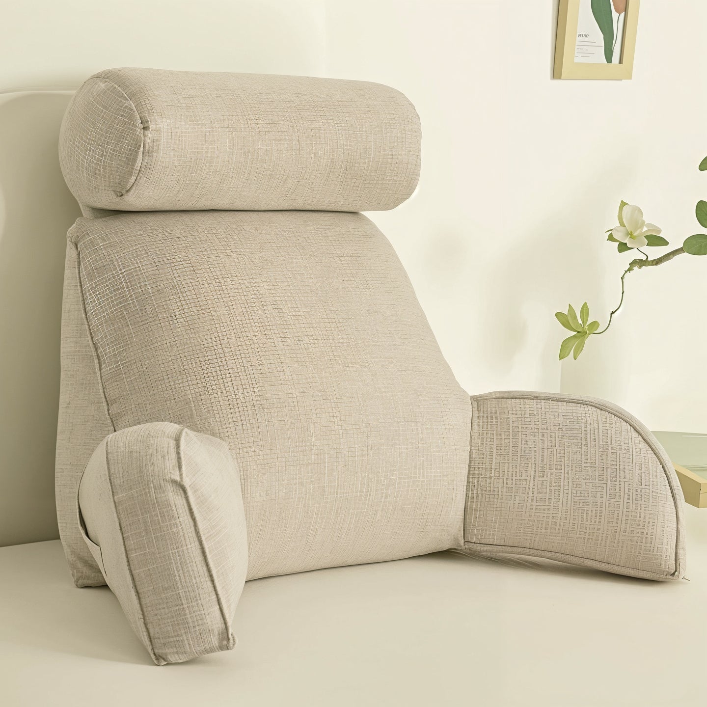 Cuscino di Supporto Ergonomico da Schiena con Poggiatesta Regolabile e Fodera Lavabile