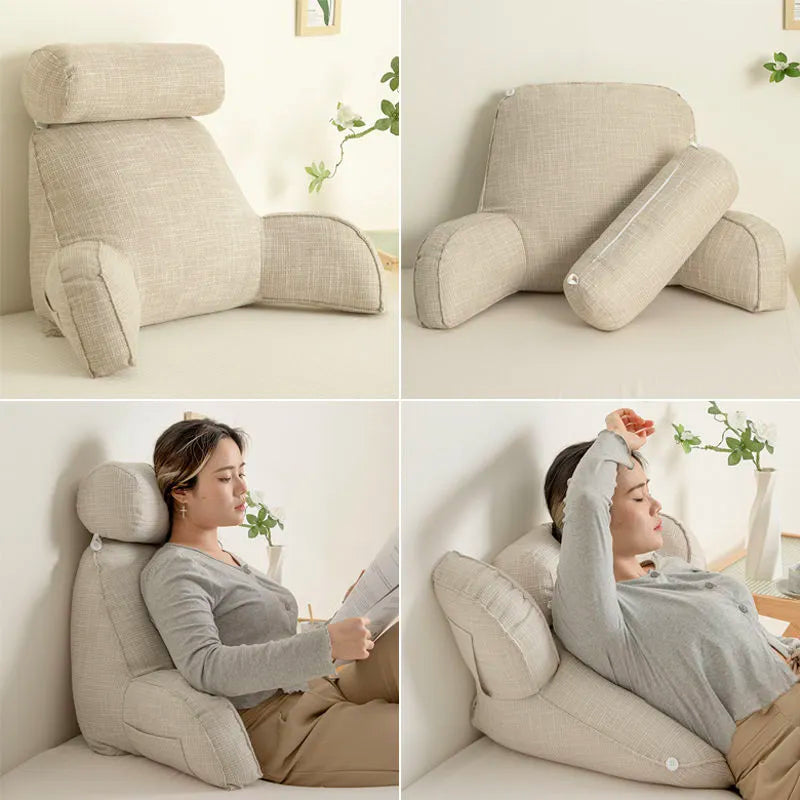 Cuscino di Supporto Ergonomico da Schiena con Poggiatesta Regolabile e Fodera Lavabile
