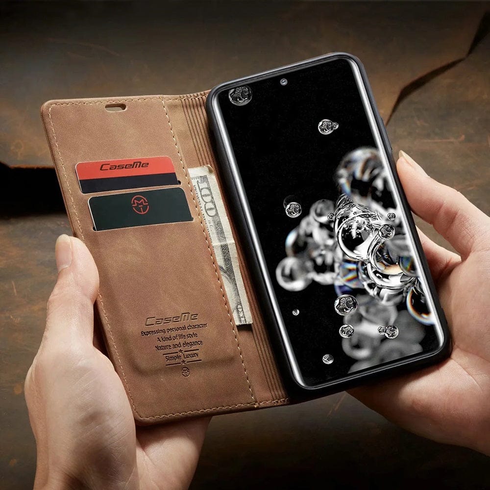 Custodia per telefono 2 in 1 con portafoglio e scomparti per carte – in pelle sintetica, vari colori