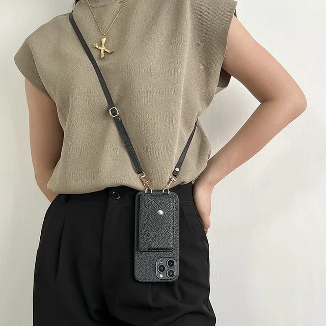 Custodia per telefono da donna crossbody con porta carte e tracolla