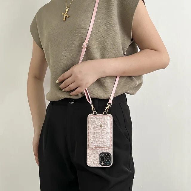 Custodia per telefono da donna crossbody con porta carte e tracolla