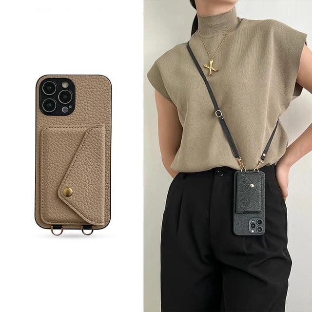 Custodia per telefono da donna crossbody con porta carte e tracolla