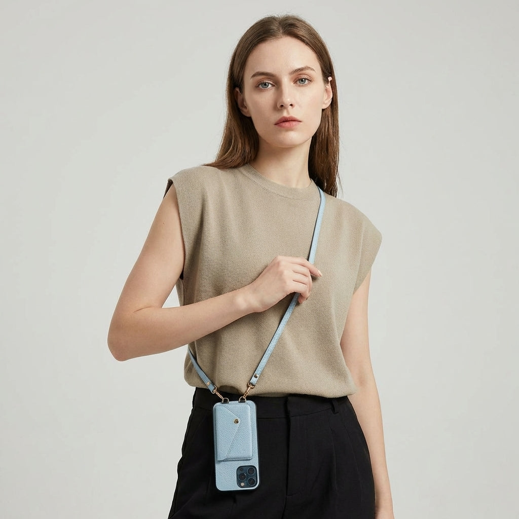 Custodia per telefono da donna crossbody con porta carte e tracolla