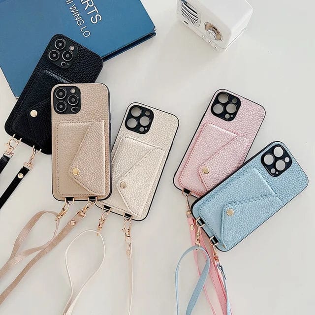 Custodia per telefono da donna crossbody con porta carte e tracolla