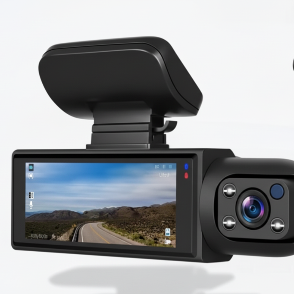 Dashcam per Auto a 3 Canali Full HD con Telecamera di Retromarcia e Visione Notturna