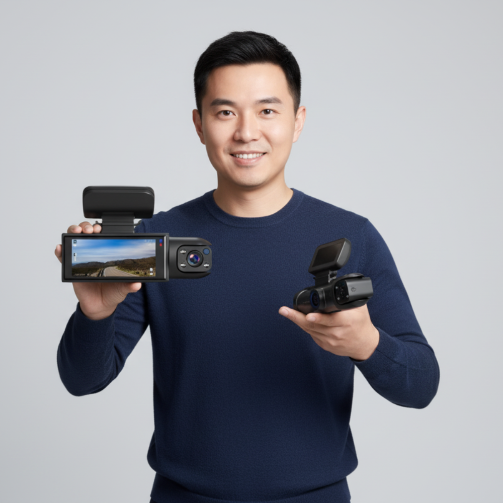 Dashcam per Auto a 3 Canali Full HD con Telecamera di Retromarcia e Visione Notturna