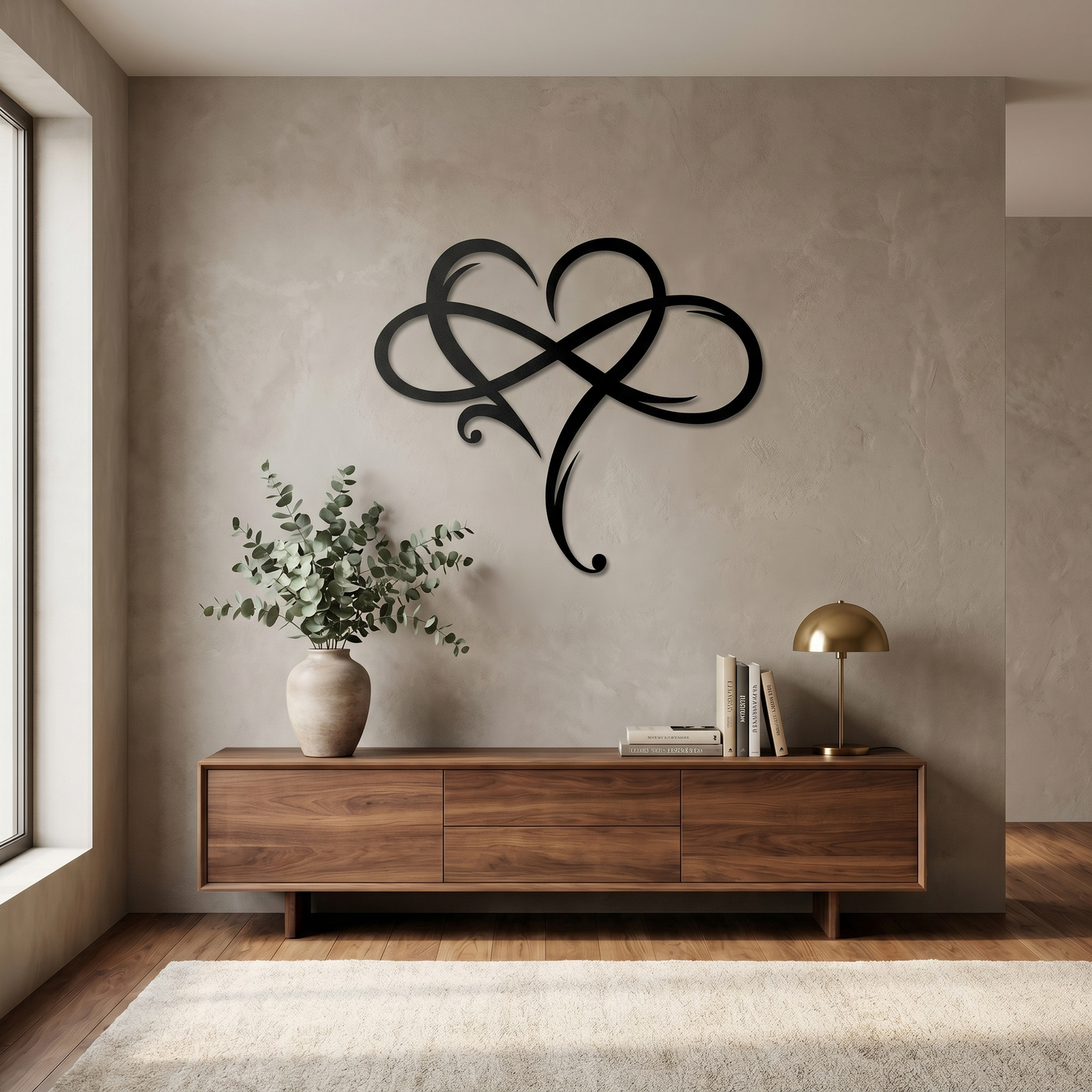 Decorazione da Parete in Metallo Cuore Infinito | Simbolo dell'Infinito e del Cuore | Elegante Decorazione Murale