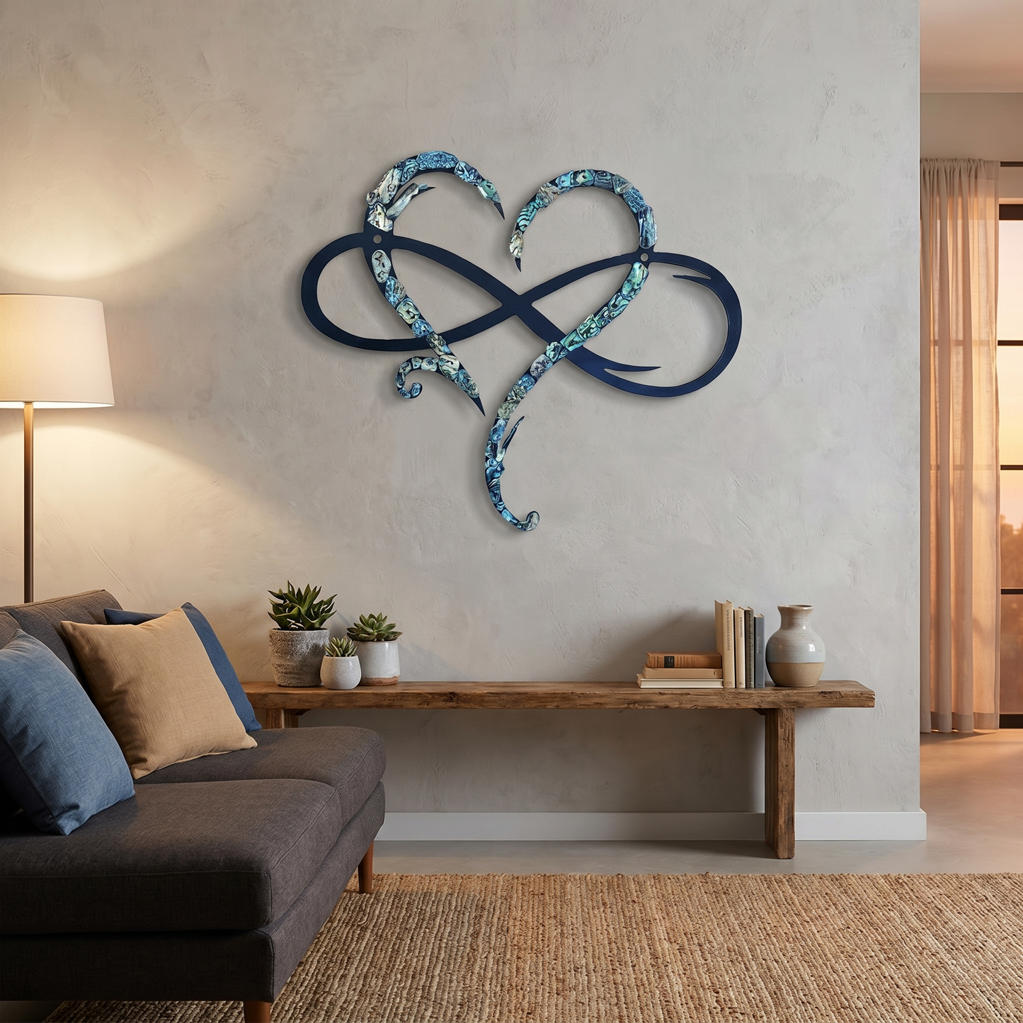 Decorazione da Parete in Metallo Cuore Infinito | Simbolo dell'Infinito e del Cuore | Elegante Decorazione Murale