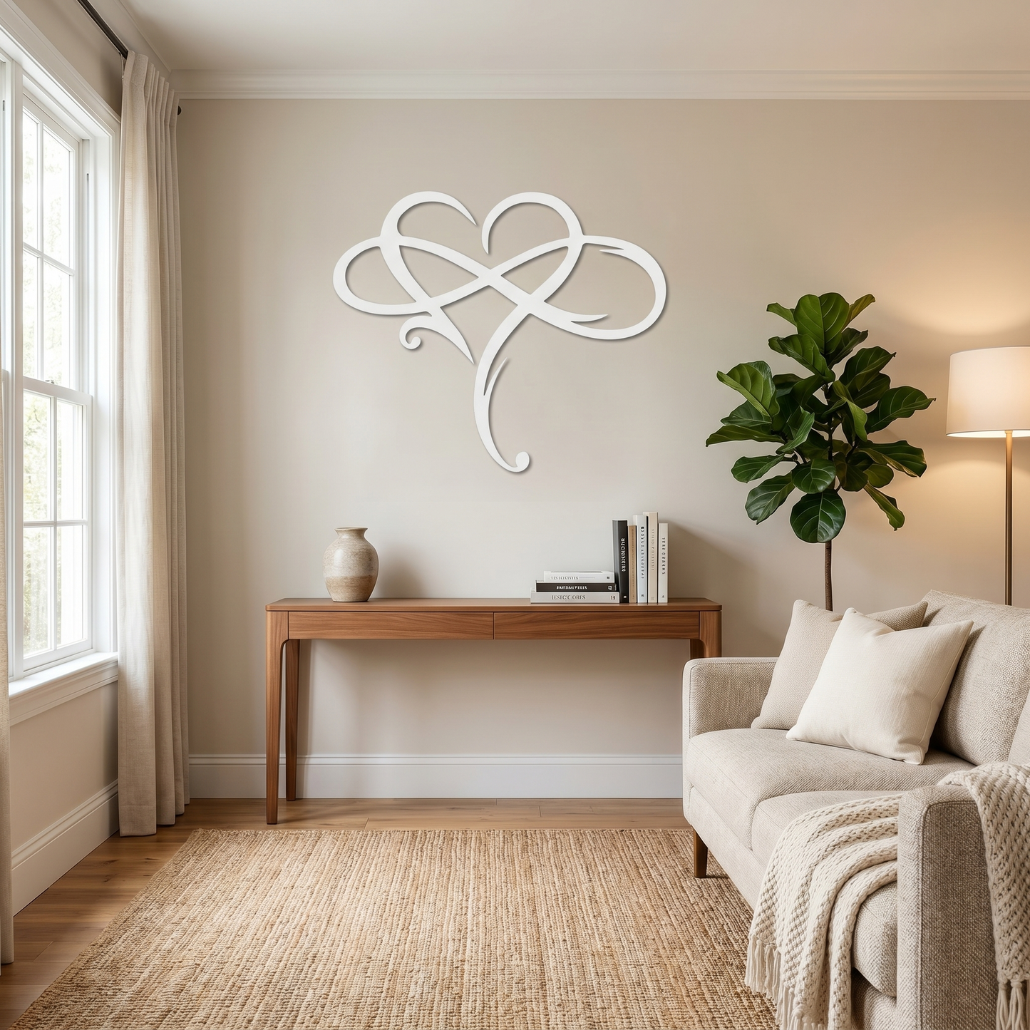 Decorazione da Parete in Metallo Cuore Infinito | Simbolo dell'Infinito e del Cuore | Elegante Decorazione Murale