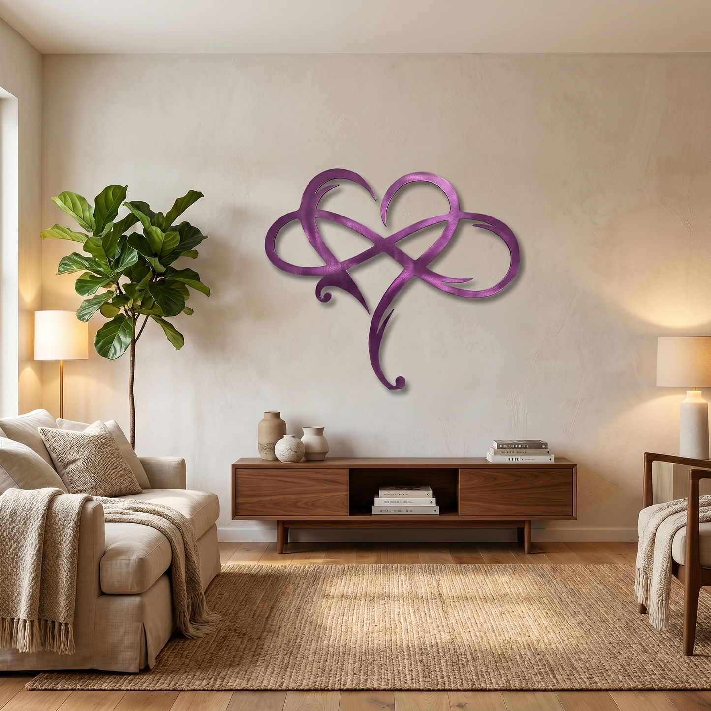 Decorazione da Parete in Metallo Cuore Infinito | Simbolo dell'Infinito e del Cuore | Elegante Decorazione Murale