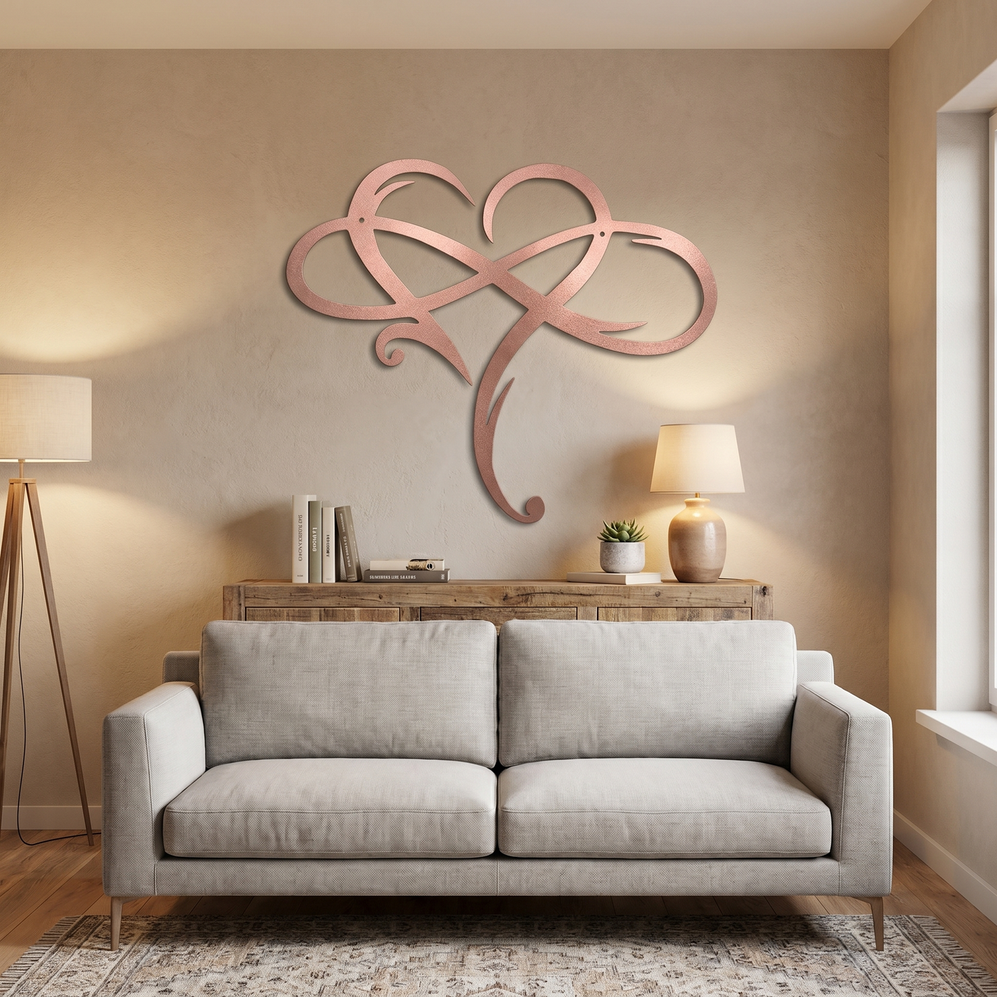 Decorazione da Parete in Metallo Cuore Infinito | Simbolo dell'Infinito e del Cuore | Elegante Decorazione Murale