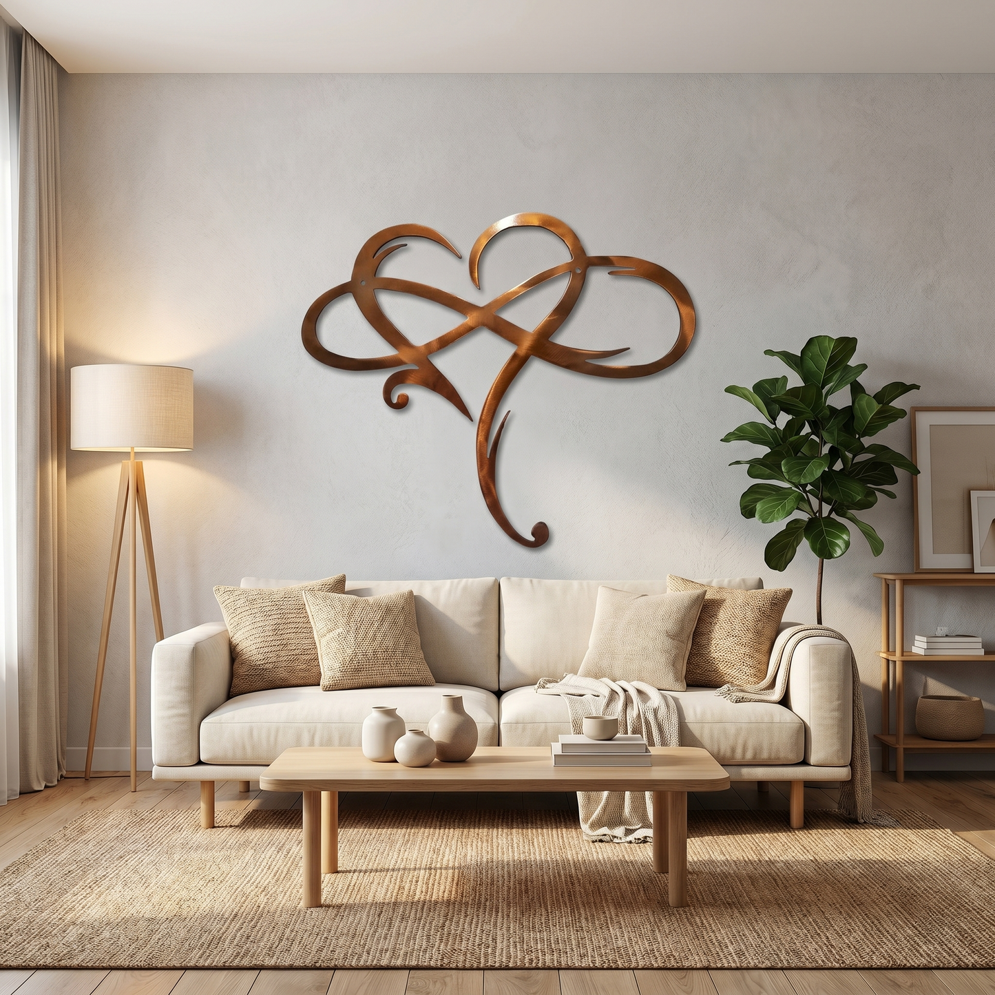 Decorazione da Parete in Metallo Cuore Infinito | Simbolo dell'Infinito e del Cuore | Elegante Decorazione Murale