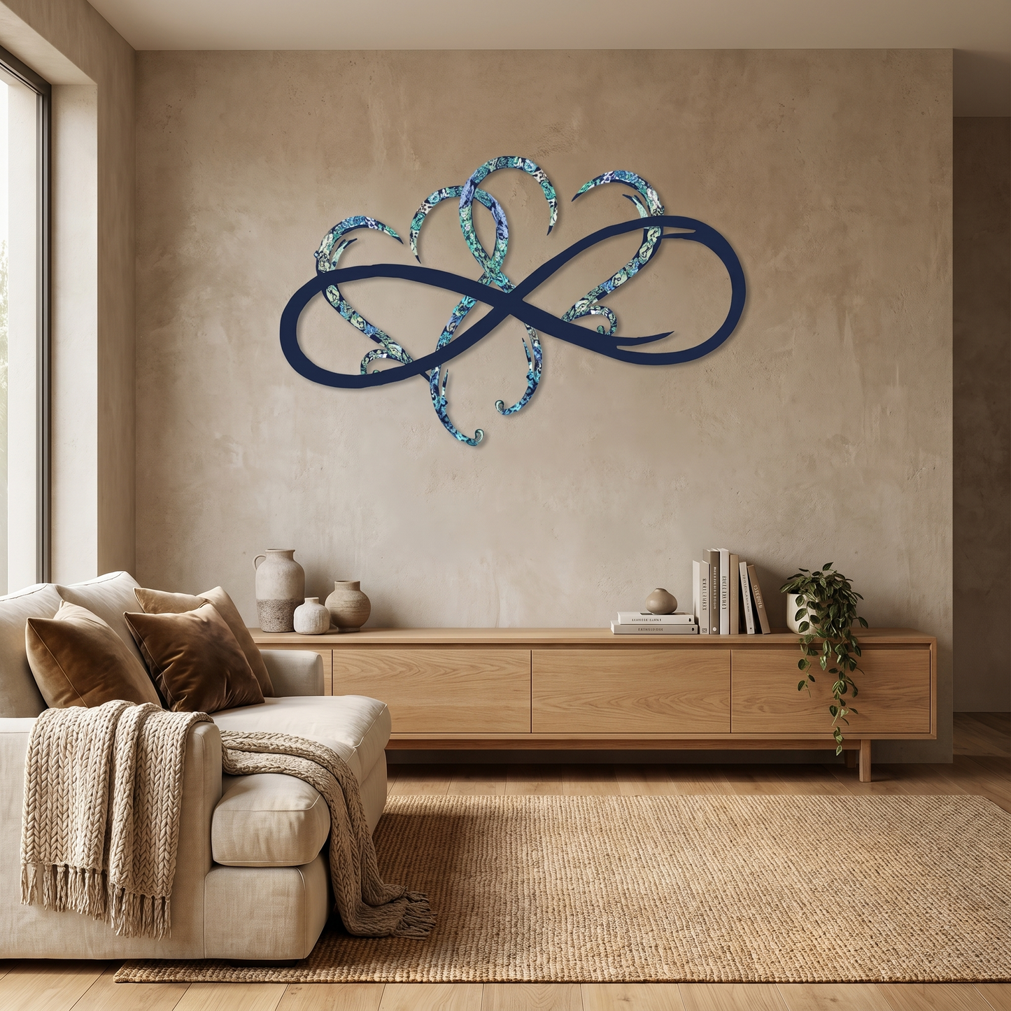Decorazione da Parete in Metallo Cuore Infinito | Simbolo dell'Infinito e del Cuore | Elegante Decorazione Murale