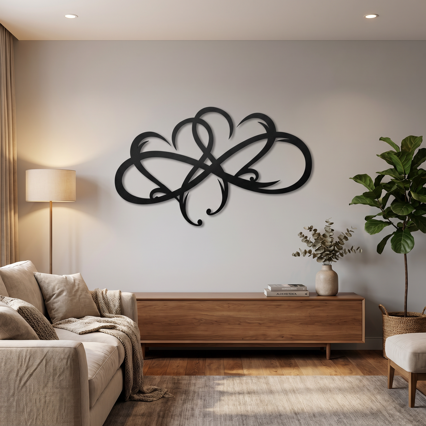 Decorazione da Parete in Metallo Cuore Infinito | Simbolo dell'Infinito e del Cuore | Elegante Decorazione Murale