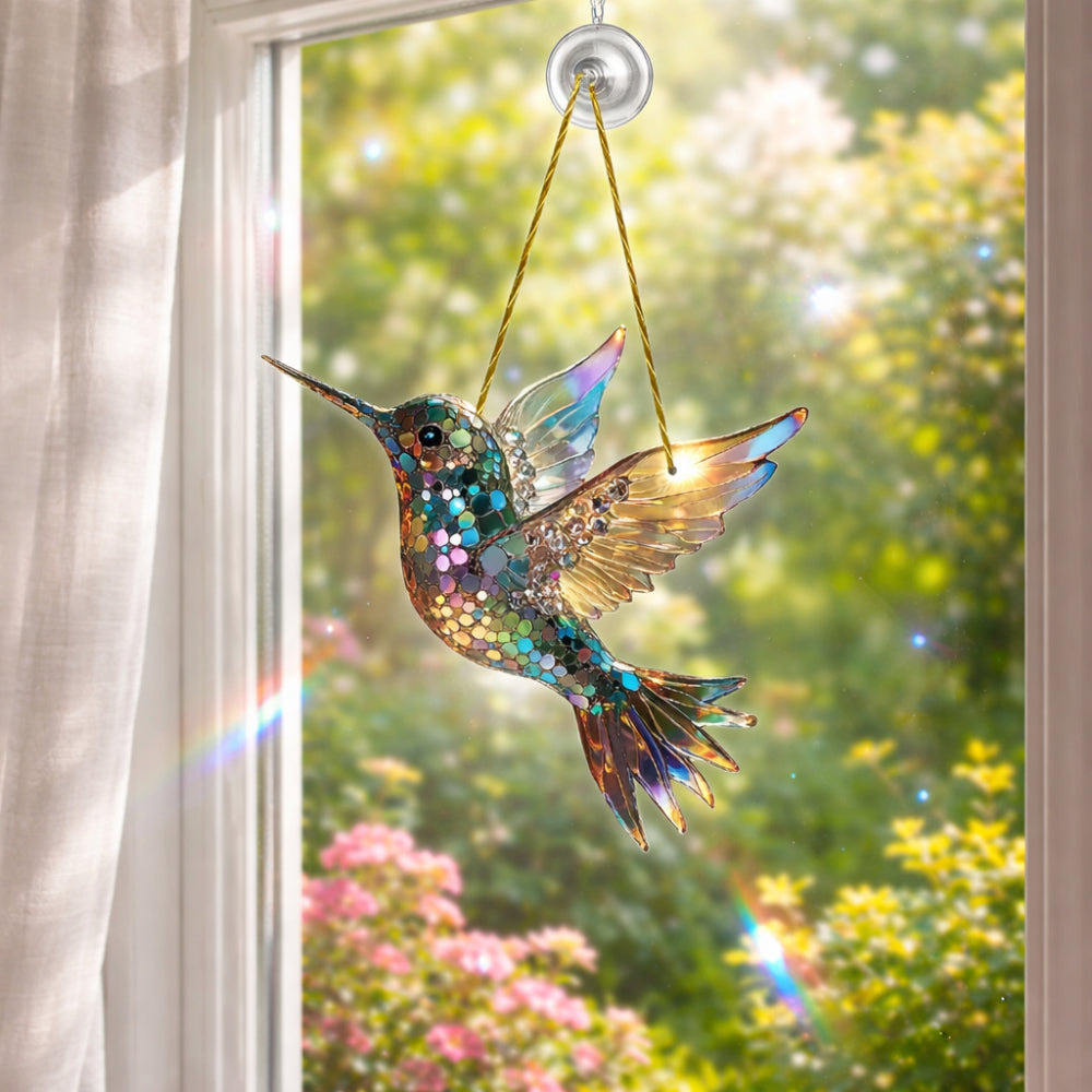 Decorazione Sospesa per Finestra e Parete a Forma di Colibrì (Acchiappasole)