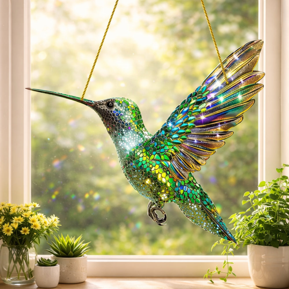 Decorazione Sospesa per Finestra e Parete a Forma di Colibrì (Acchiappasole)