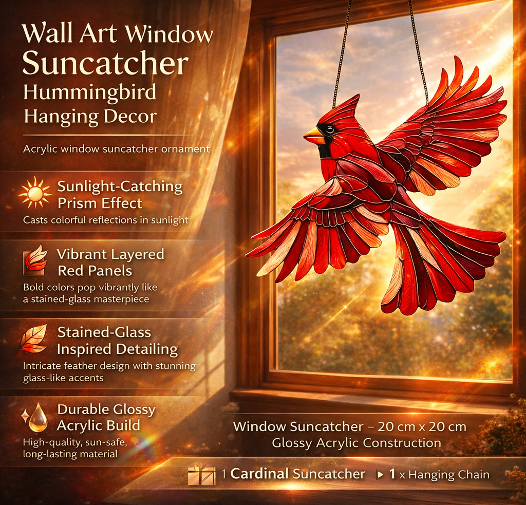 Decorazione Sospesa per Finestra e Parete a Forma di Colibrì (Acchiappasole)