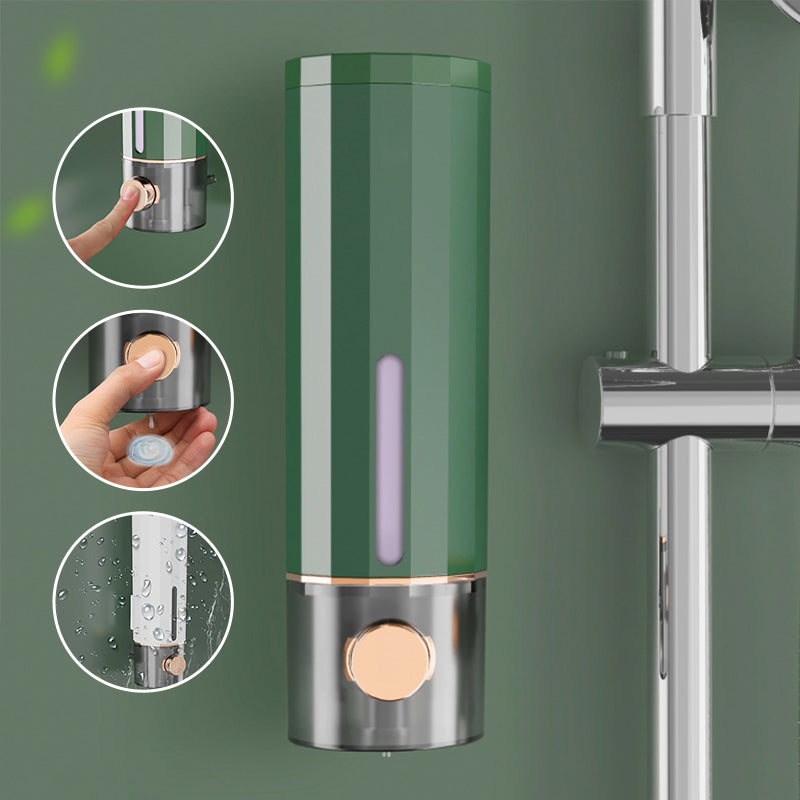 Dosatore di sapone a parete da doccia nei colori bianco/verde scuro