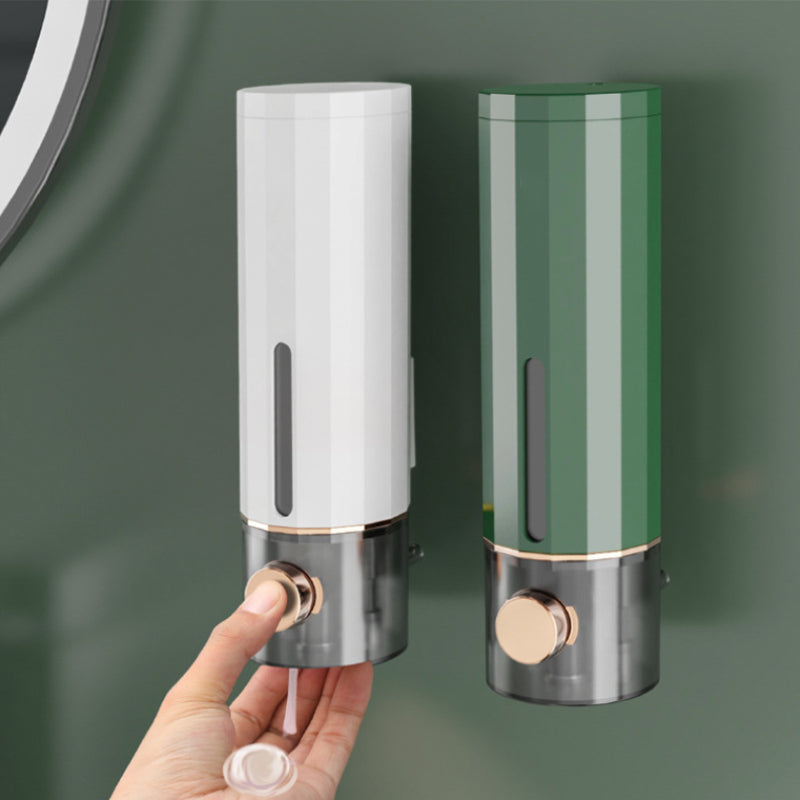 Dosatore di sapone a parete da doccia nei colori bianco/verde scuro