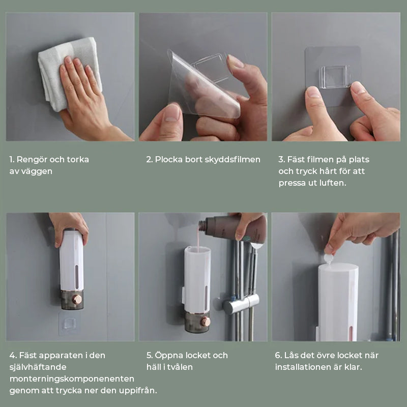 Dosatore di sapone a parete da doccia nei colori bianco/verde scuro
