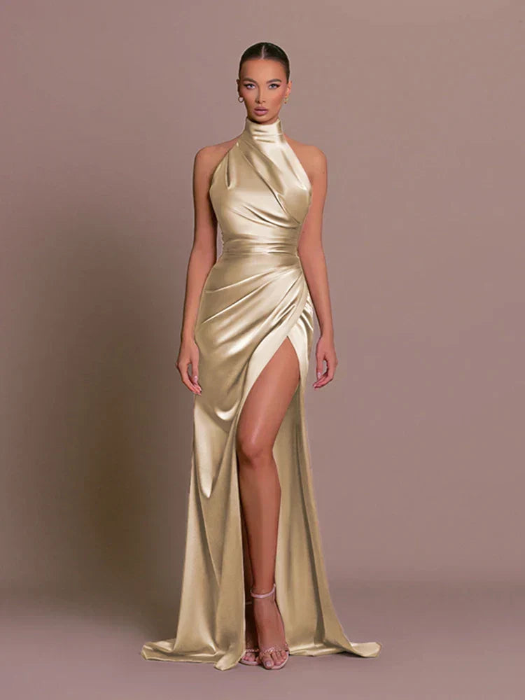 Elegante Abito da Sera con Spacco Alto
