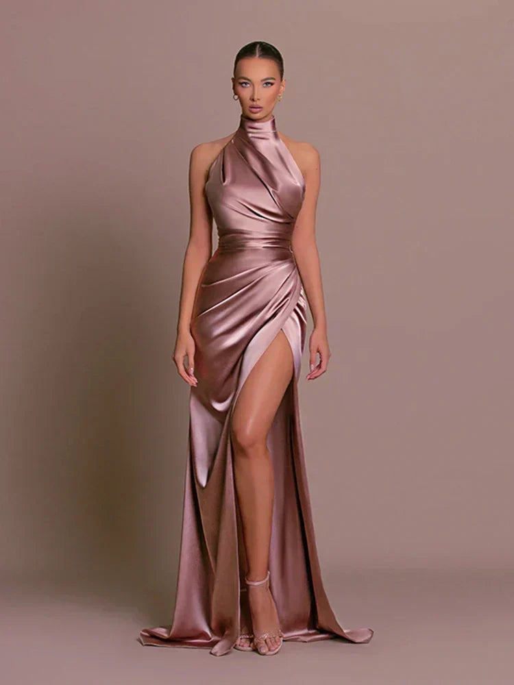 Elegante Abito da Sera con Spacco Alto