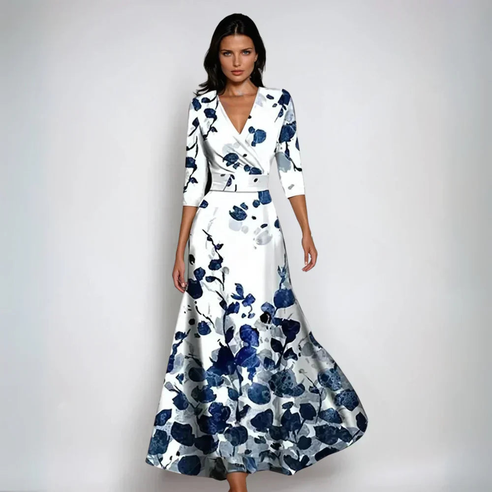 Elegante abito lungo con scollo a V