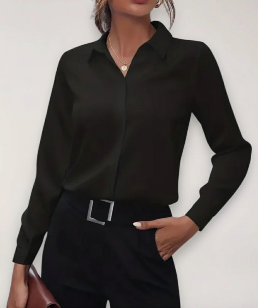 Elegante blusa a camicia da donna con bottoni per il lavoro e tutti i giorni