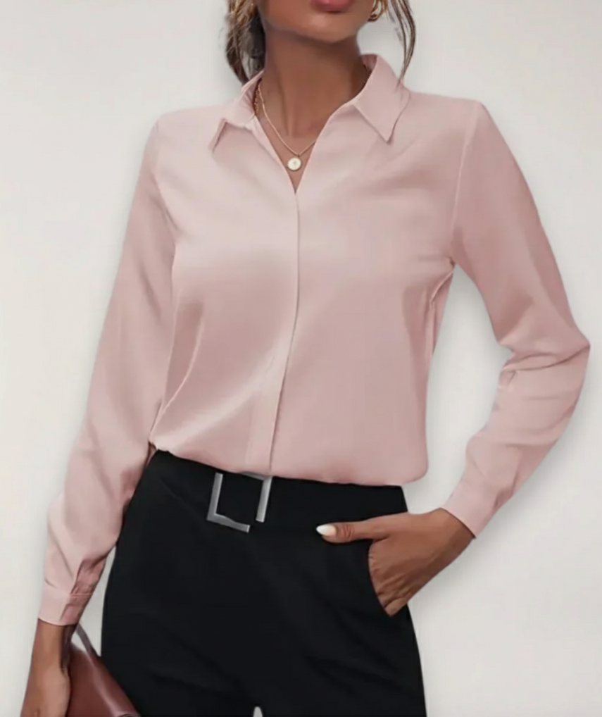 Elegante blusa a camicia da donna con bottoni per il lavoro e tutti i giorni