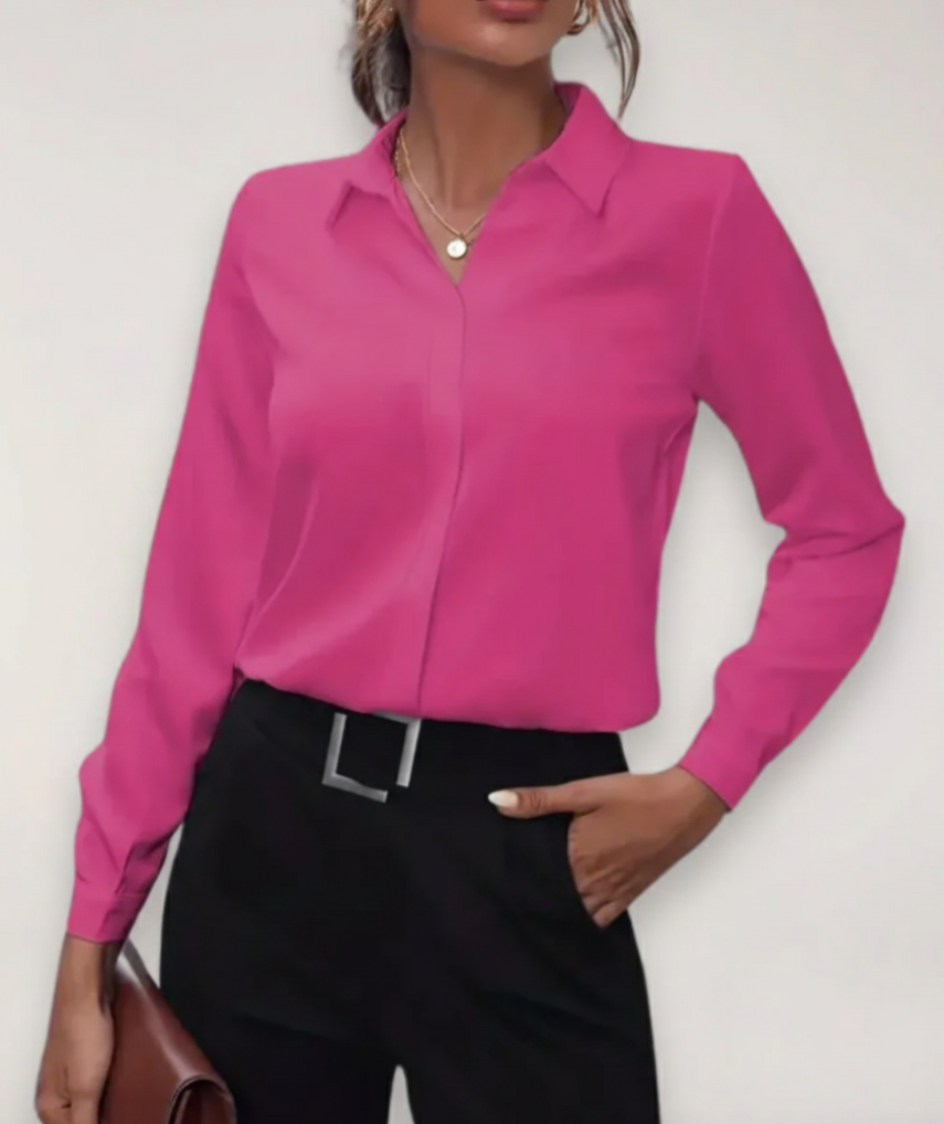 Elegante blusa a camicia da donna con bottoni per il lavoro e tutti i giorni