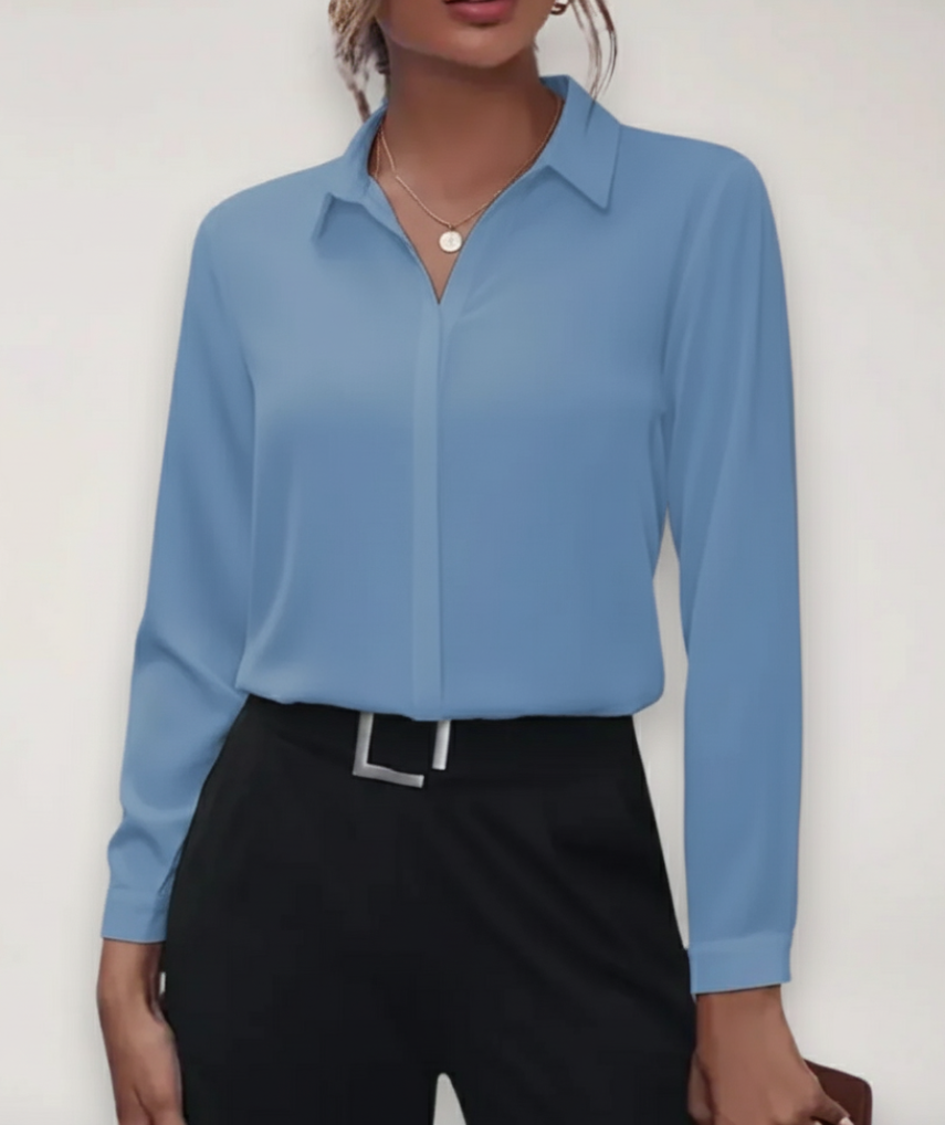 Elegante blusa a camicia da donna con bottoni per il lavoro e tutti i giorni
