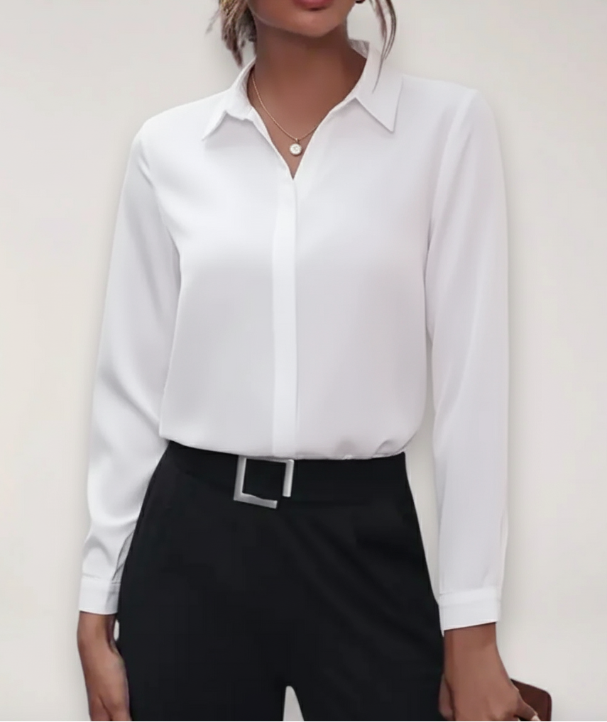 Elegante blusa a camicia da donna con bottoni per il lavoro e tutti i giorni