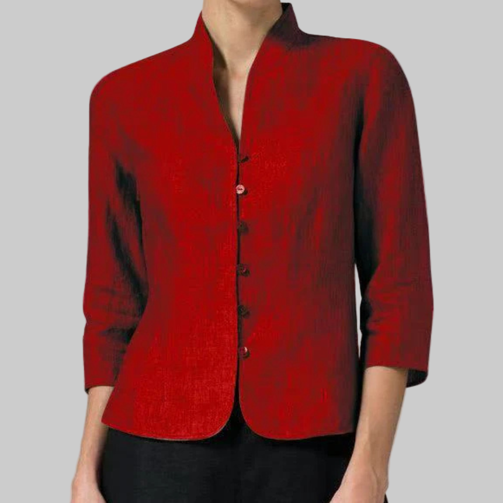 Elegante blusa da donna con colletto alla coreana