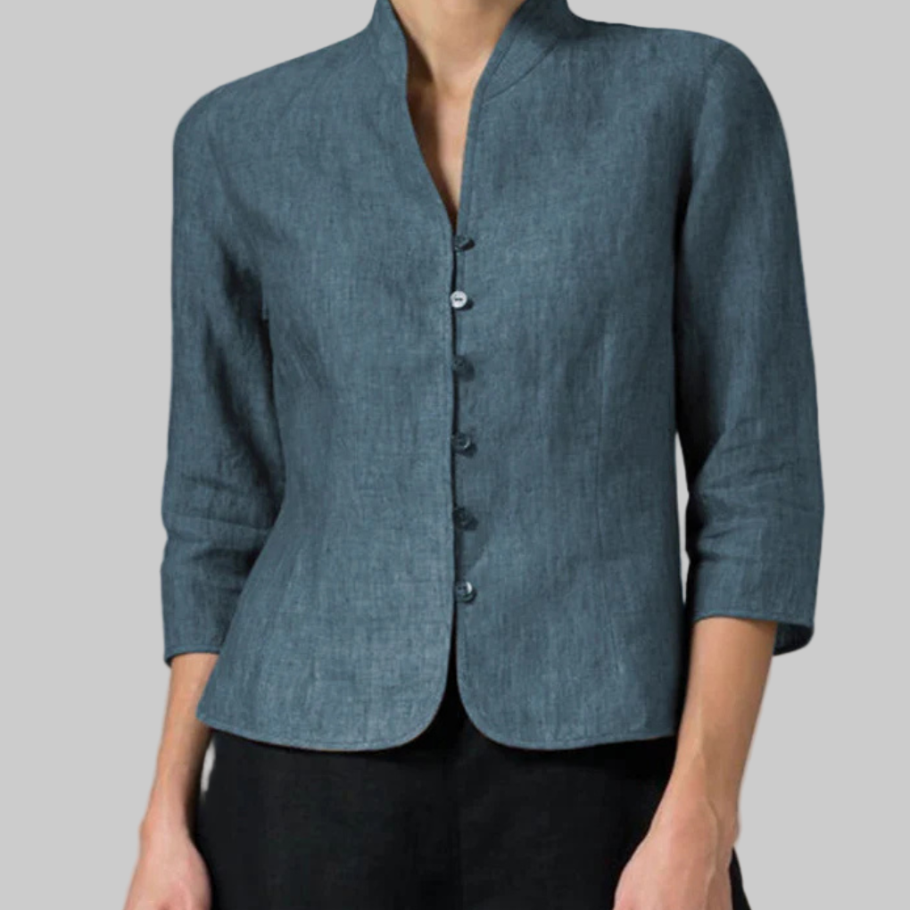 Elegante blusa da donna con colletto alla coreana