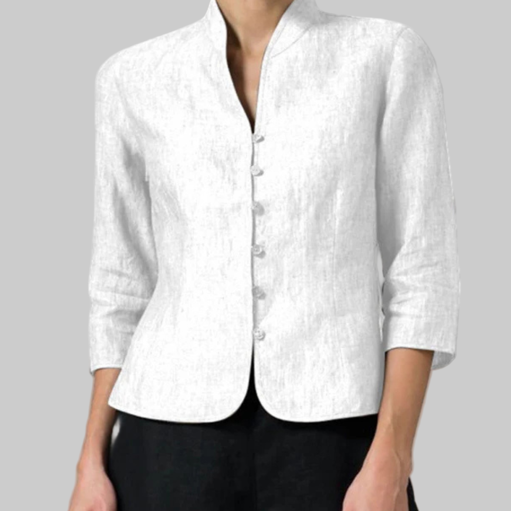 Elegante blusa da donna con colletto alla coreana