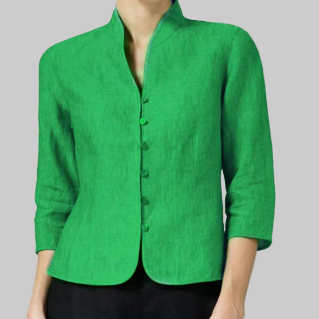 Elegante blusa da donna con colletto alla coreana