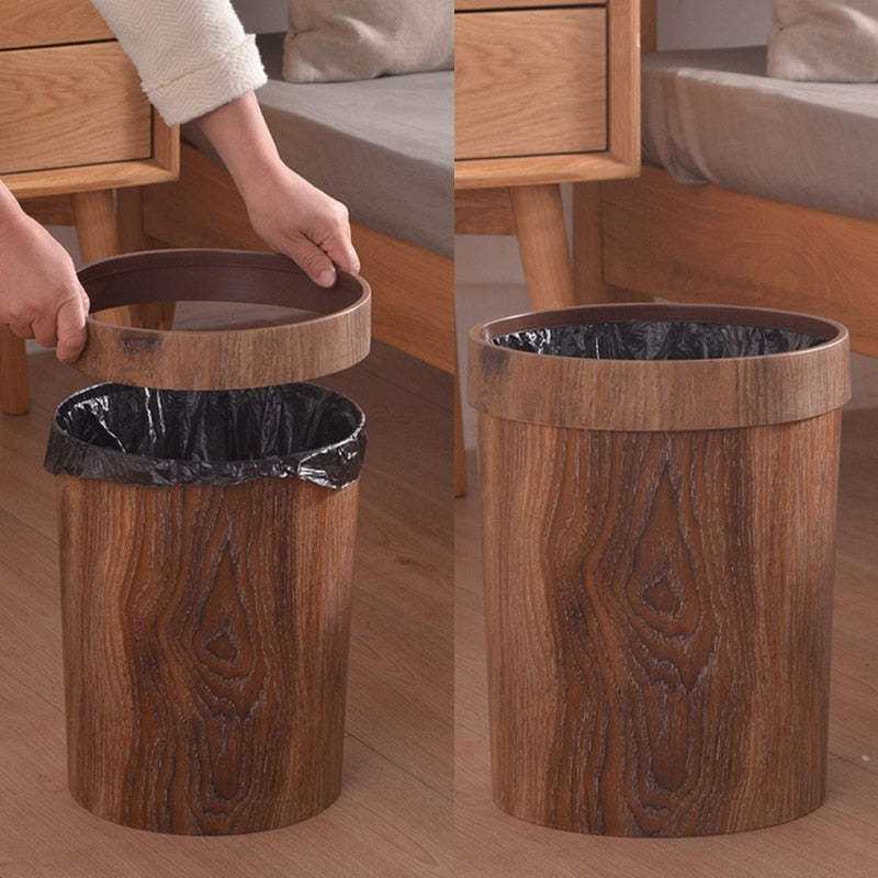 Elegante cestino gettacarte in legno