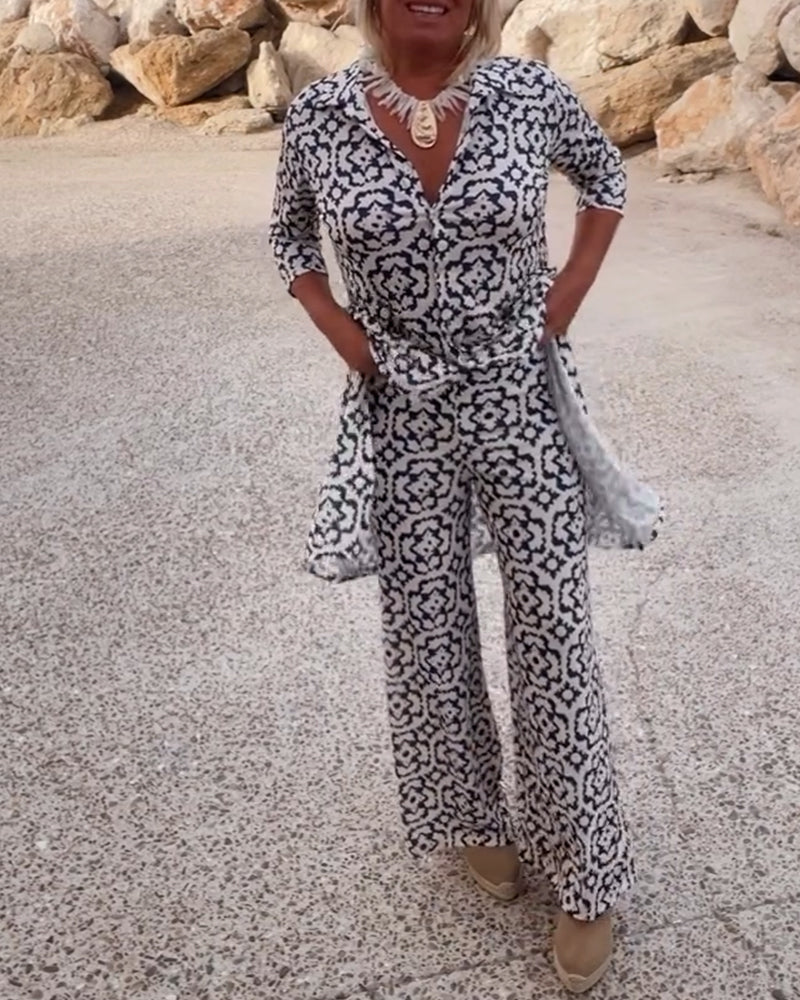 Elegante completo due pezzi stampato per uno stile quotidiano