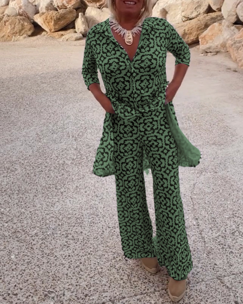 Elegante completo due pezzi stampato per uno stile quotidiano