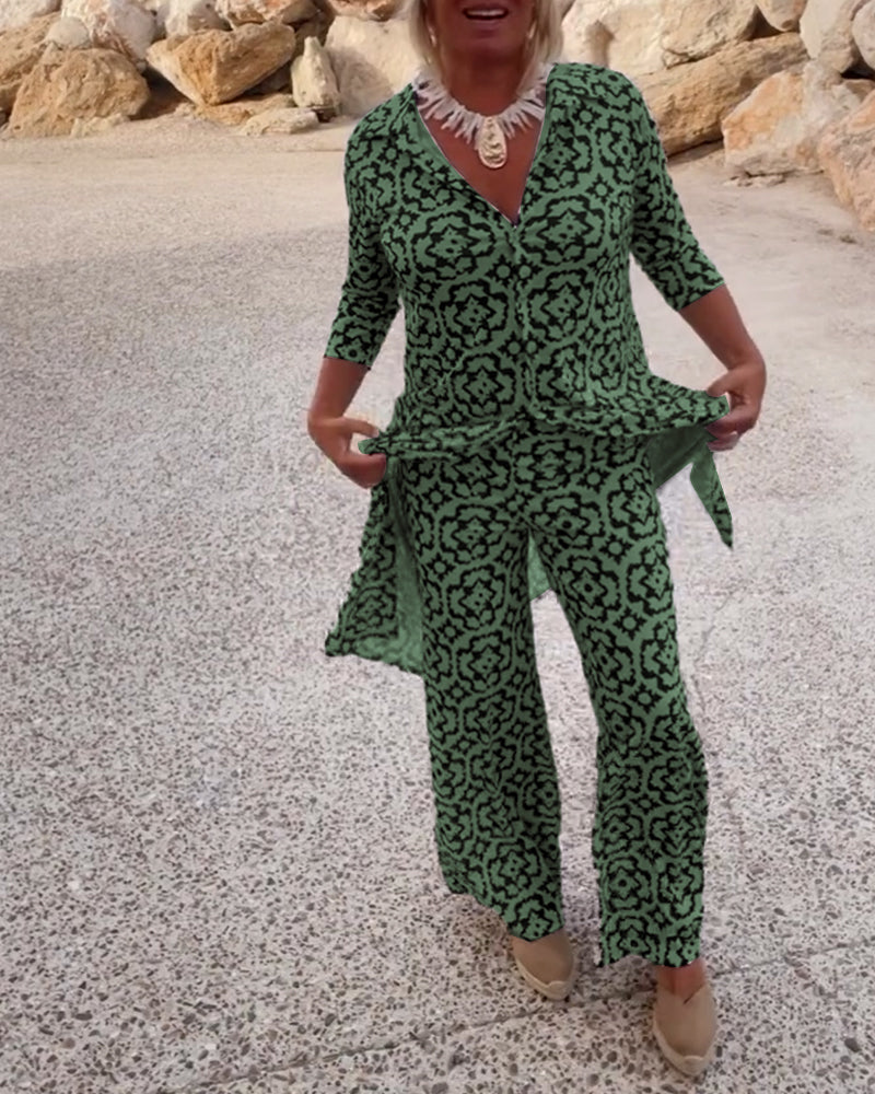Elegante completo due pezzi stampato per uno stile quotidiano
