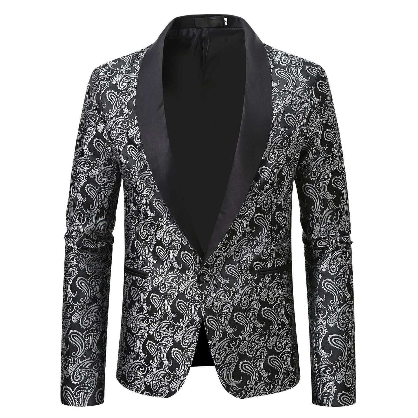 Elegante giacca da smoking con motivo floreale jacquard