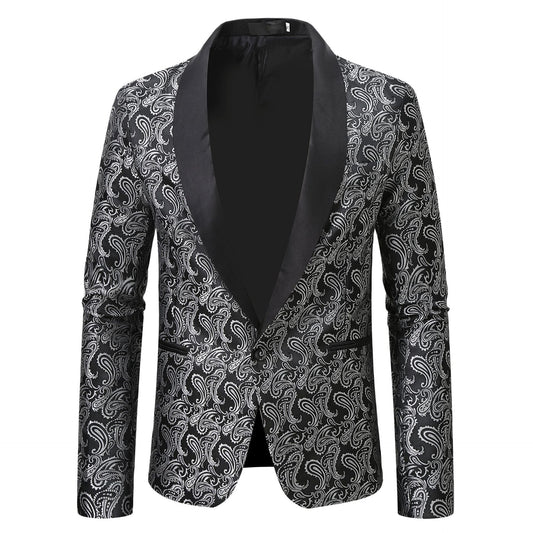 Elegante giacca da smoking con motivo floreale jacquard